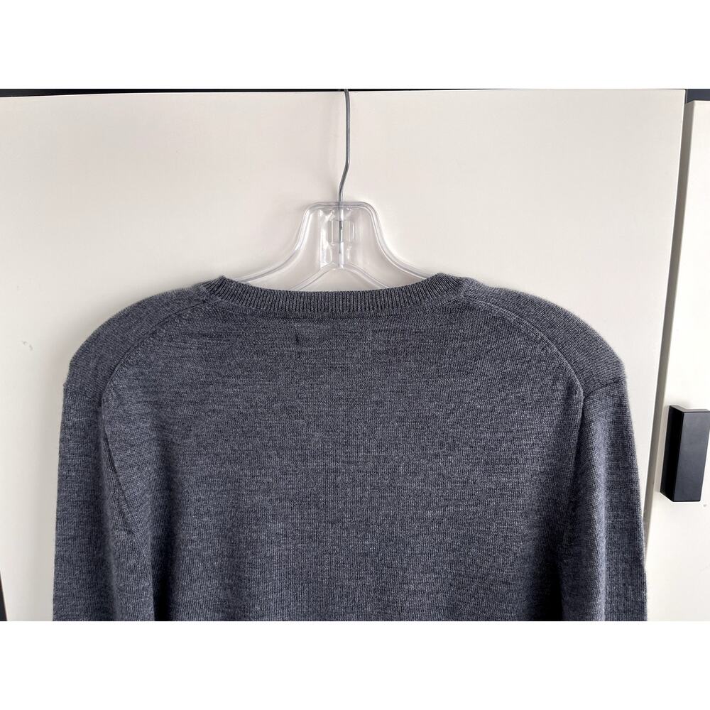 Nordstrom Sz L Merino Wool Sweater Gray Classic Preppy Office Minimalist Basic - Picture 6 of 11